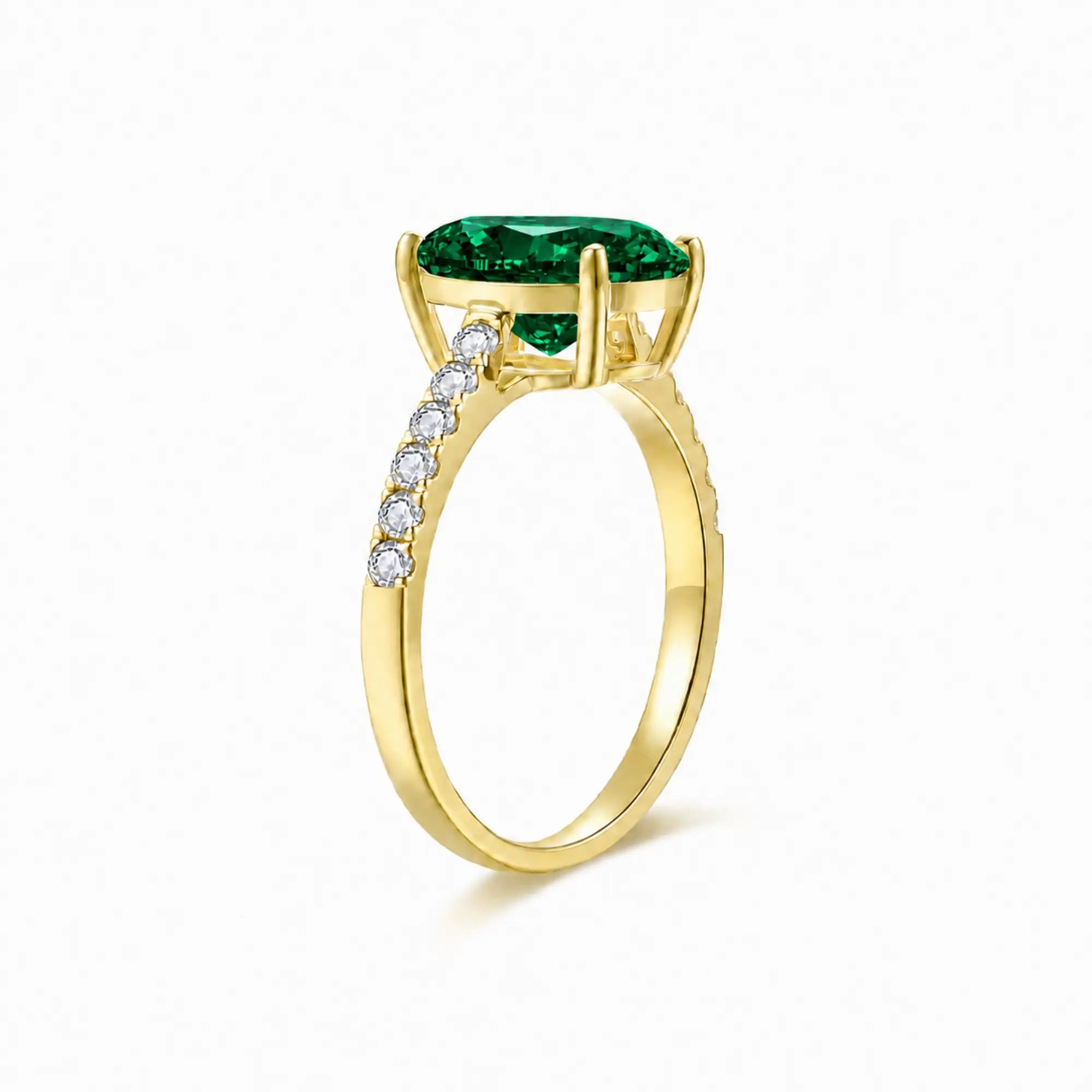 Radiant Oval Lab Grown Emerald Diamond Ring