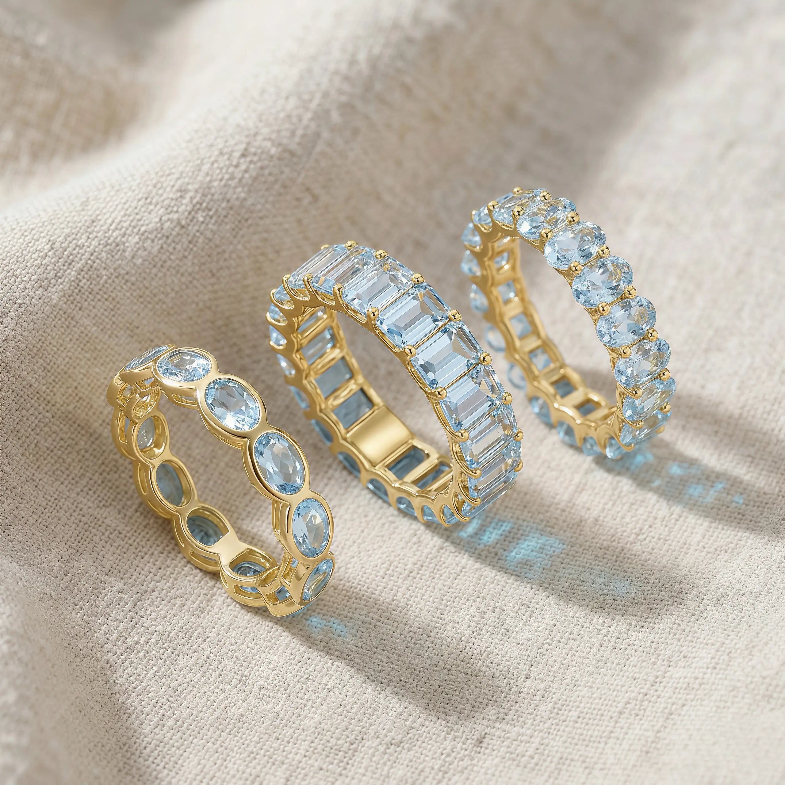 14k Gold Natural Aquamarine Eternity Band