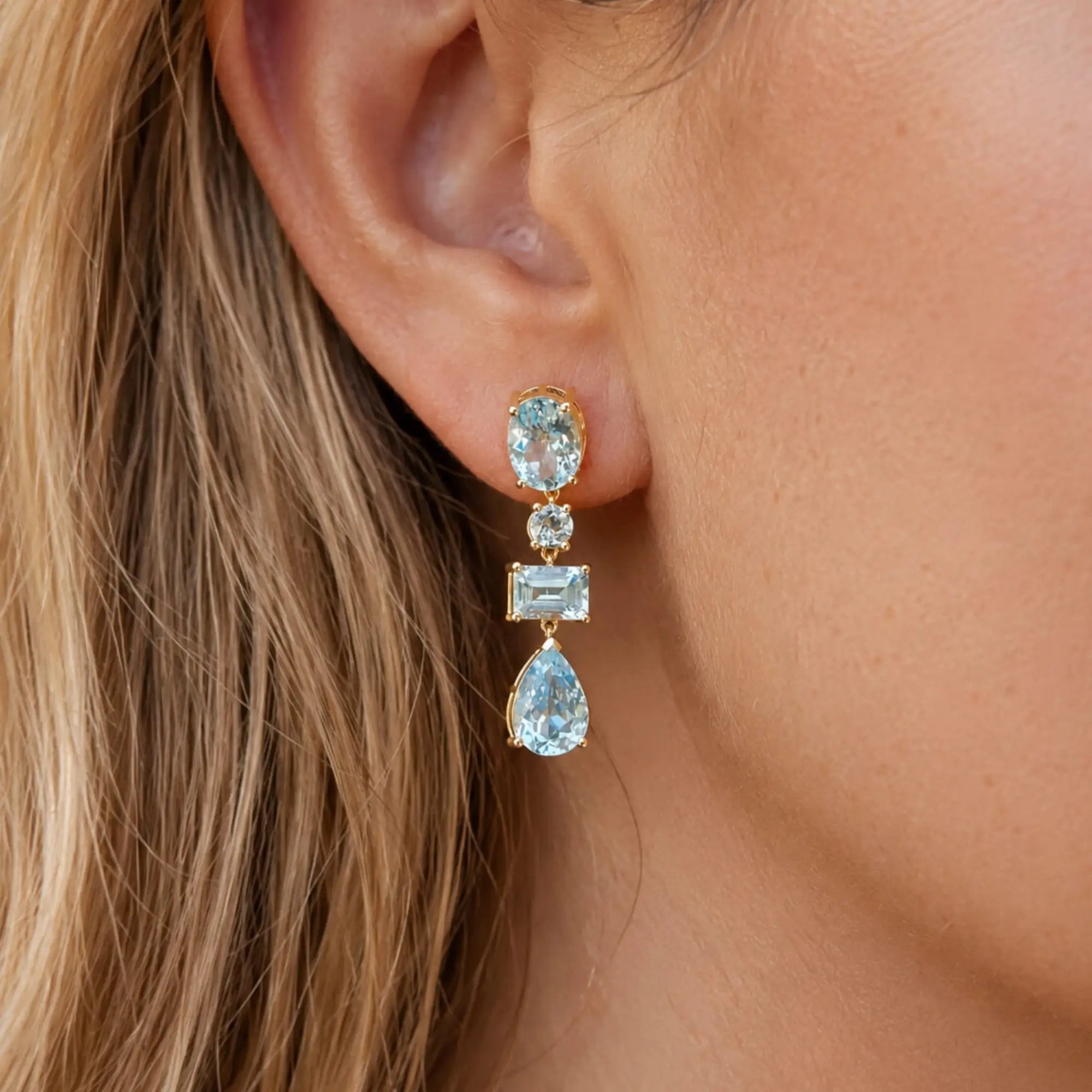 Kai Fine Jewelry Garden Melody Natural  8ct Aquamarine Drop Earrings (One-of-a-Kind)