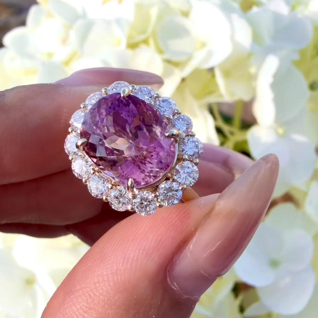Eden Halo 6.06 ctw Natural Tourmaline & Lab Diamond East-West Ring in 14k yellow gold (One-of-a-Kind)