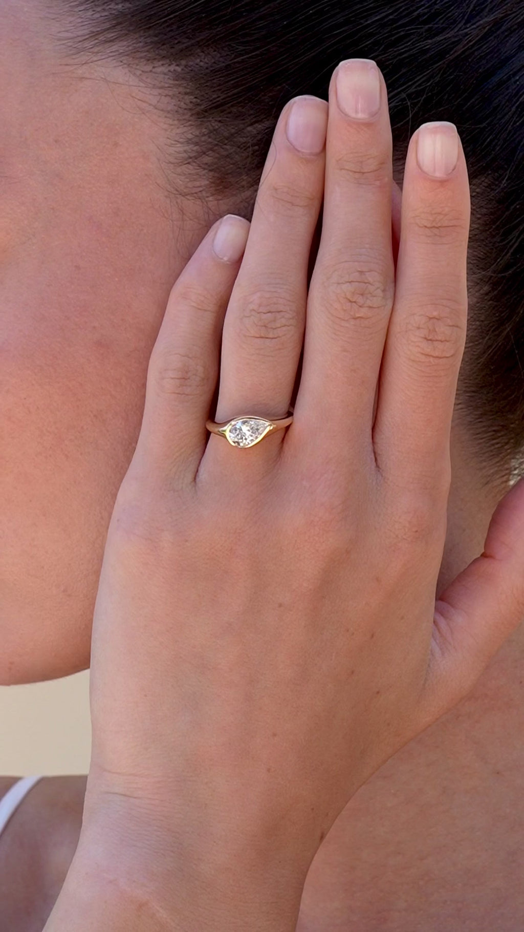 Gloria Pear Lab Grown Diamond 1.0 2.0 3.0ctw Ring 14k yellow gold