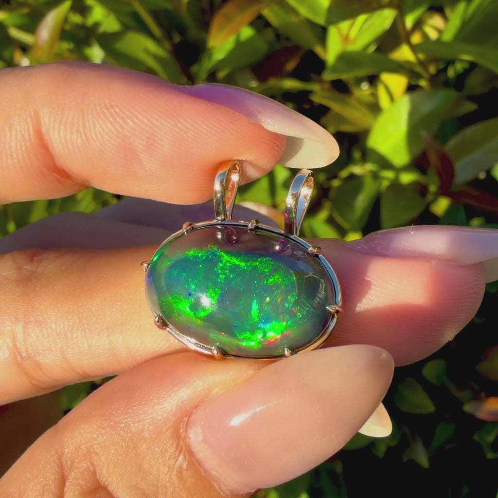 14k yellow gold Vivid Aura 8.35ct Natural Black Opal charm (One-of-a-Kind)