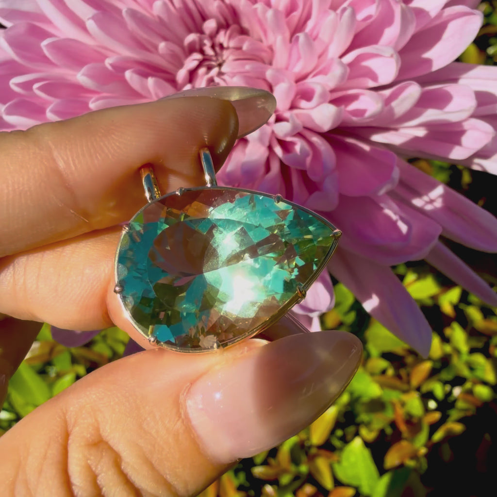 14k yellow gold Vivid Aura 20.88ct Natural Prasiolite Charm (One-of-a-Kind)