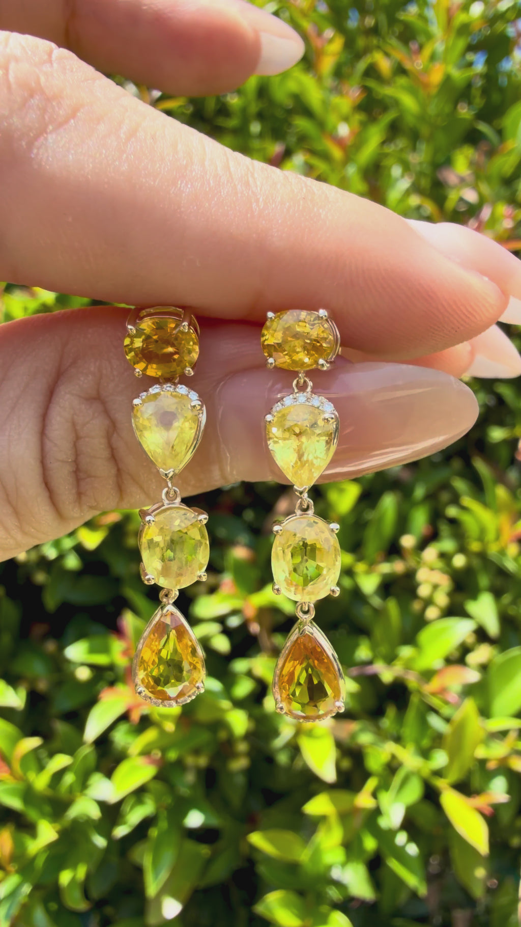 Garden Melody 5.80 ctw Natural Yellow Sapphire & Diamond Drop Earrings in 14k yellow gold (One-of-a-Kind)