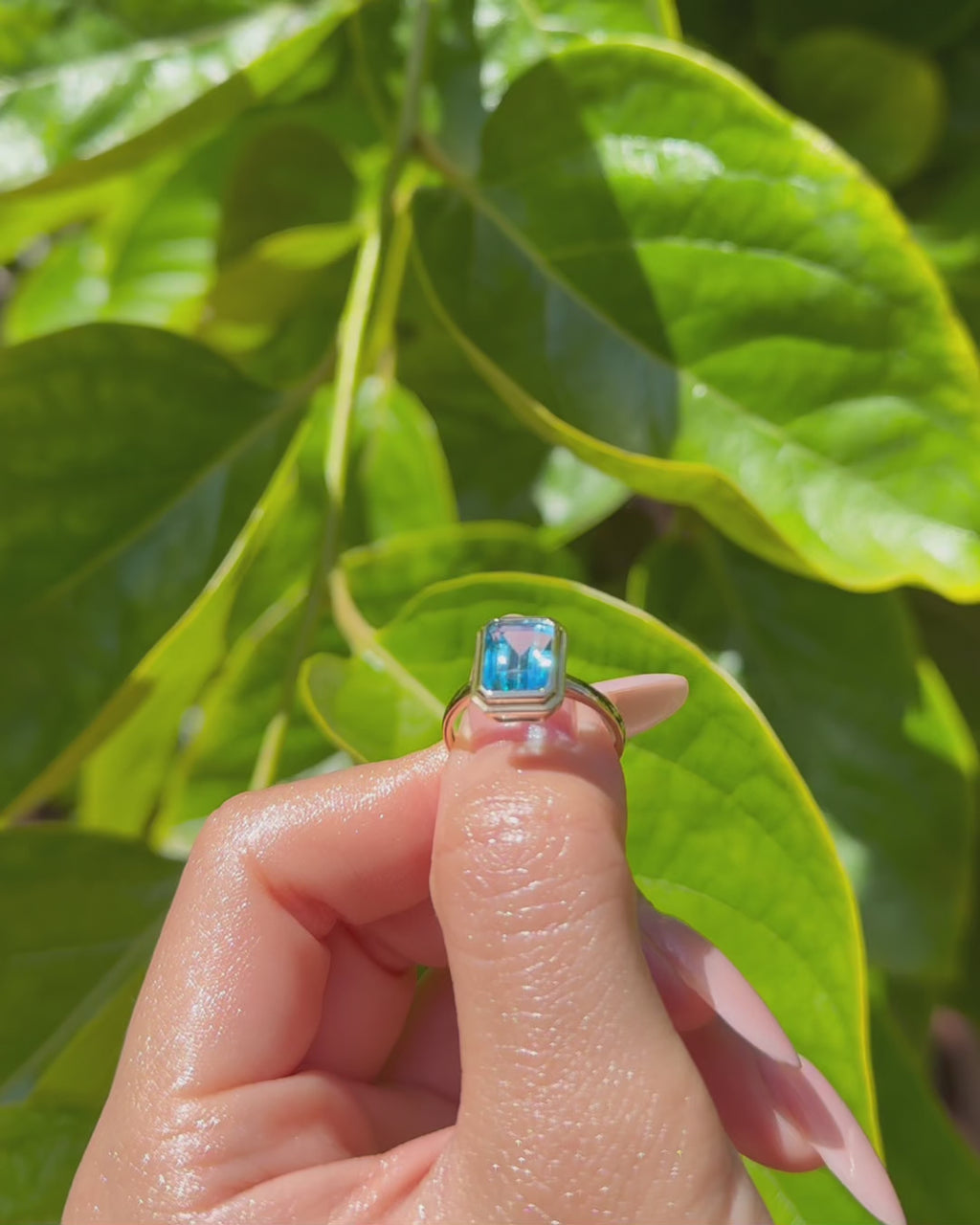 Kai Bella 14k gold north-south natural Emerald-Cut 2.5ctw Topaz Ring