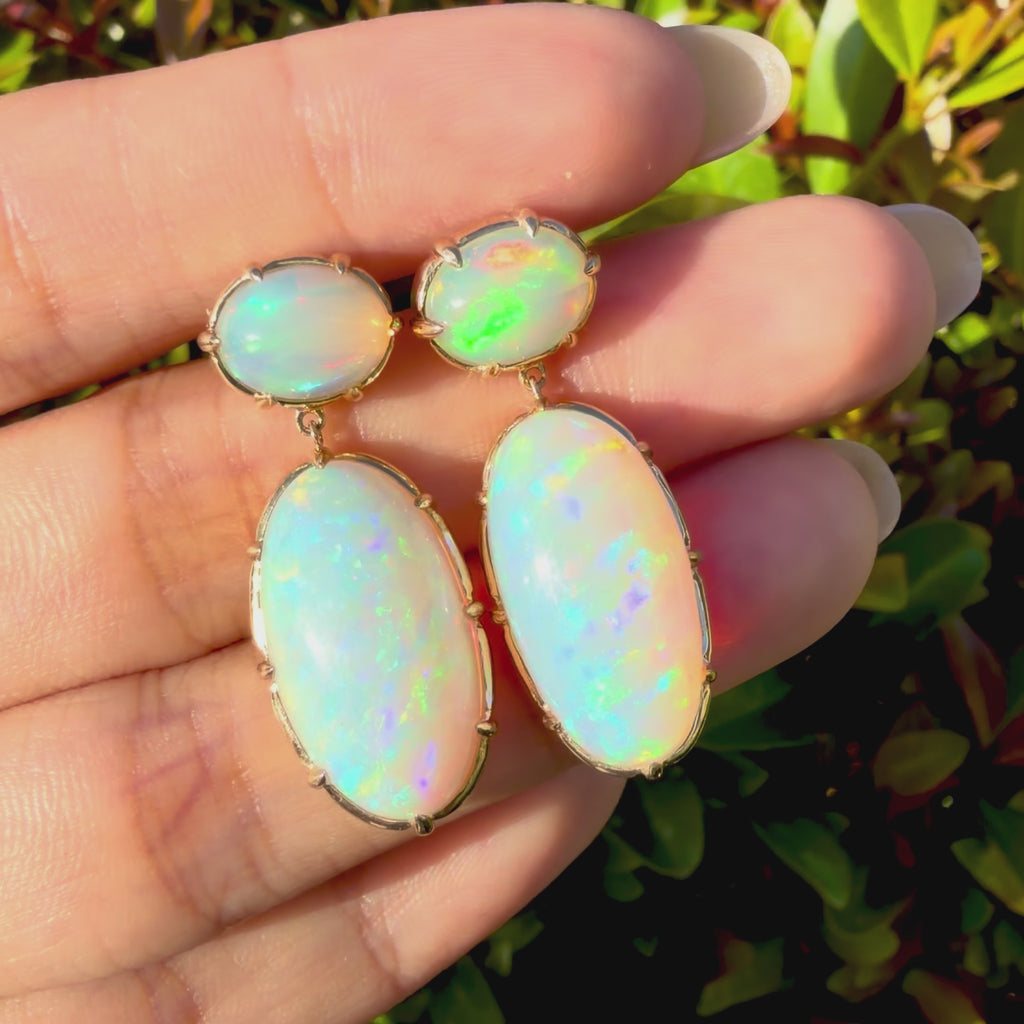 14k yellow gold Aurea 19.17 ctw Natural Opal Drop Earrings (One-of-a-Kind)