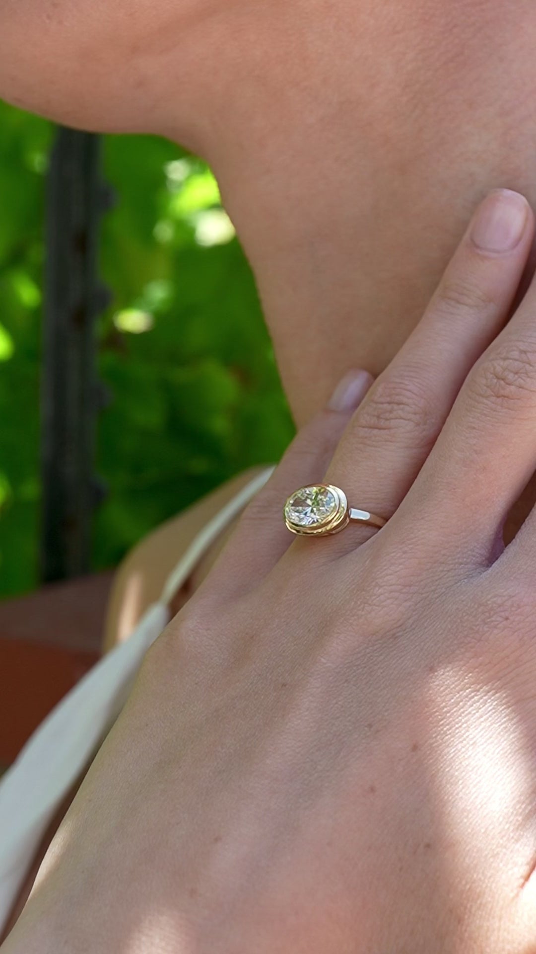 Bella East-West Oval 2.00 ctw Lab Grown Diamond Ring in 14k yellow gold