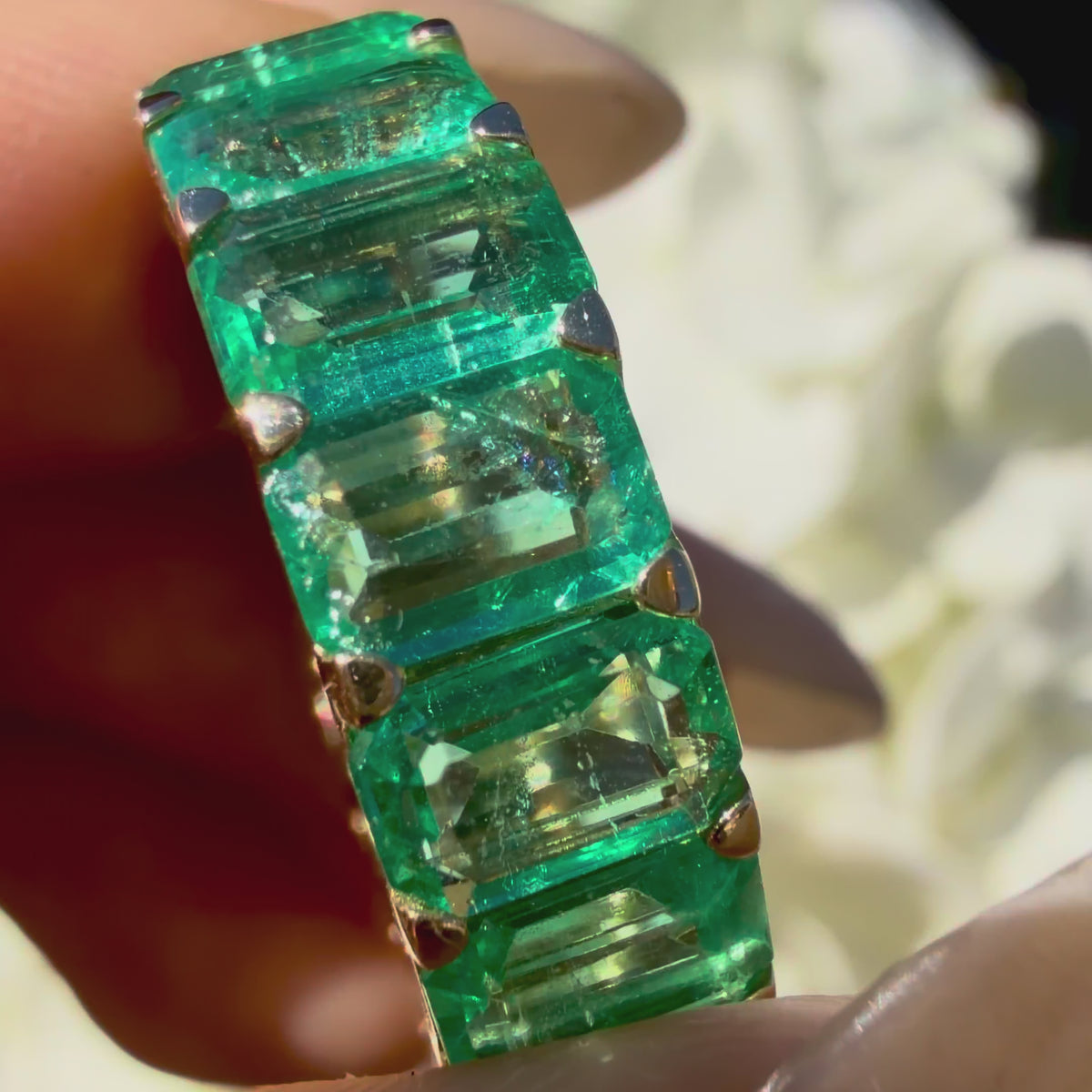 14k yellow gold Nora 8.50 ctw Natural Emerald Eternity Ring (One-of-a-Kind)