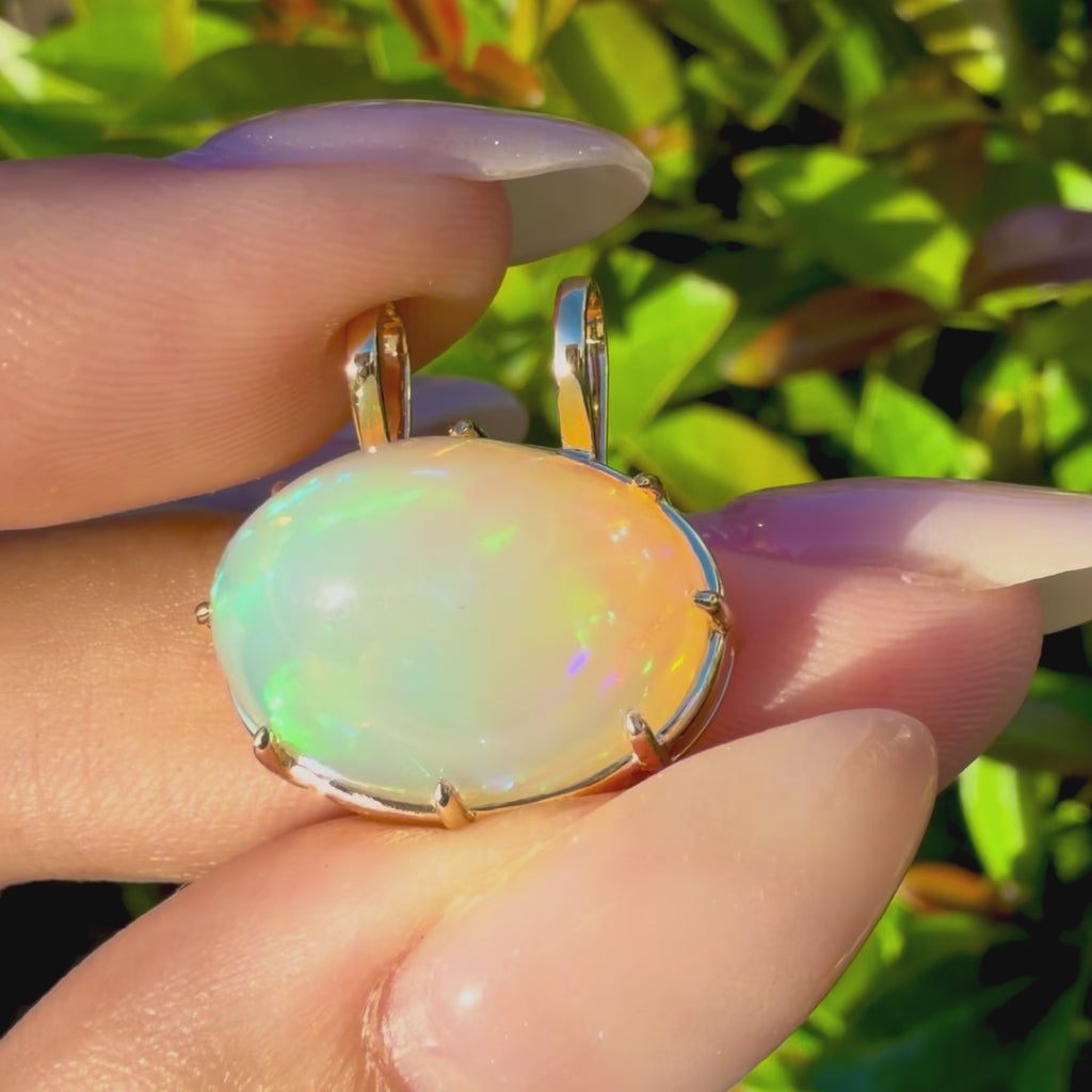 14k yellow gold Vivid Aura 8.61ct Natural Opal charm only (One-of-a-Kind)