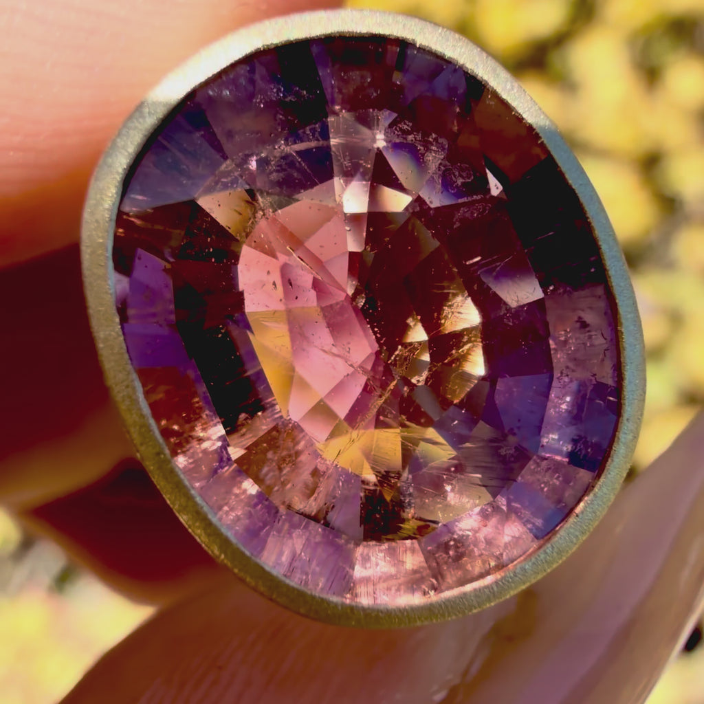 14k gold Aria Arch 5.71 ct Natural Sunset Natural Pink Tourmaline East-West Ring (One-of-a-Kind)