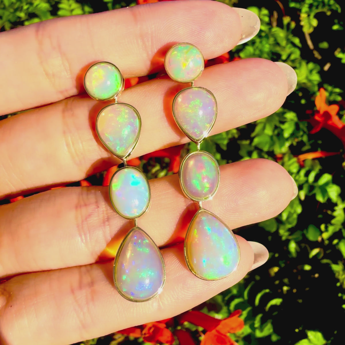 14k yellow gold The Garland 12.53 ctw Natural Opal Drop Earrings (One-of-a-Kind)