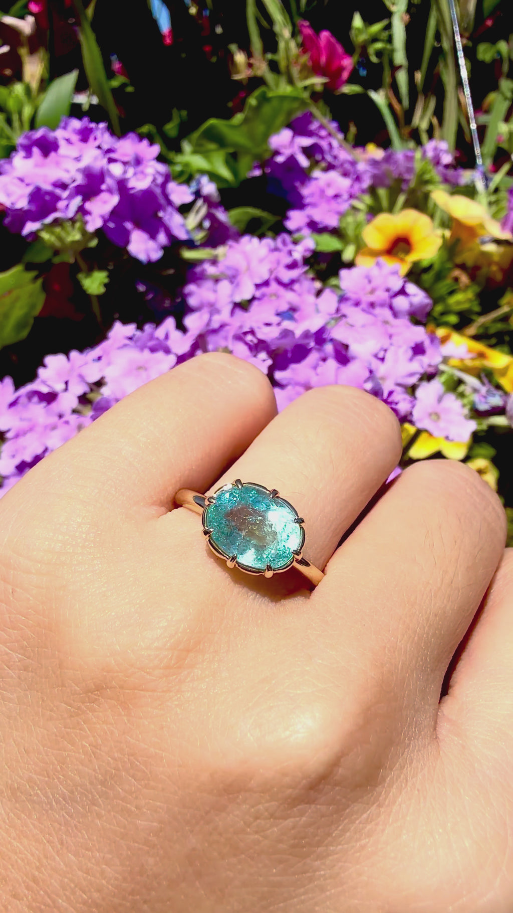 kai fine jewelry One-of-a-Kind Aurea AIGS Certified Natural Paraiba Tourmaline East-West Ring - 3.02ct 