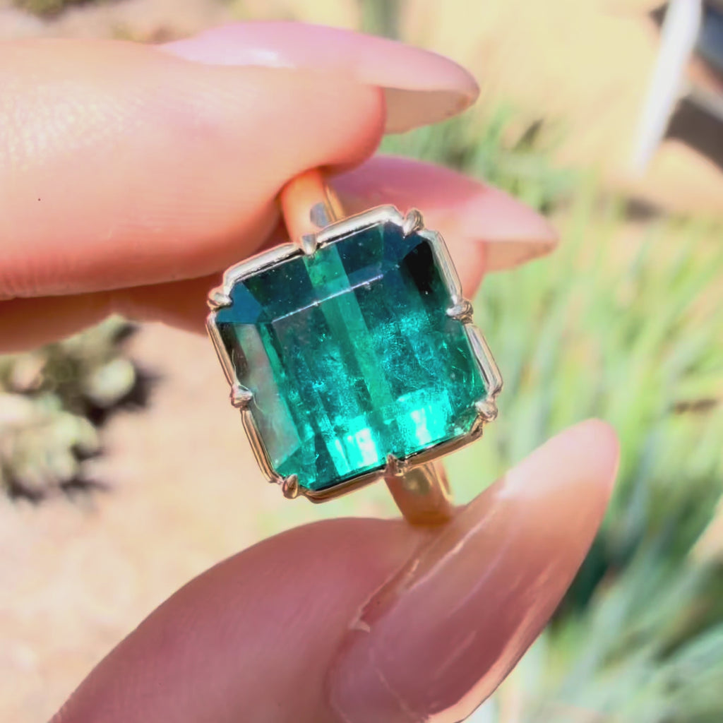 kai fine jewelry Aurea 4.15 ct Natural Blue Tourmaline Ring in 14k yellow gold size 7 (One-of-a-Kind)