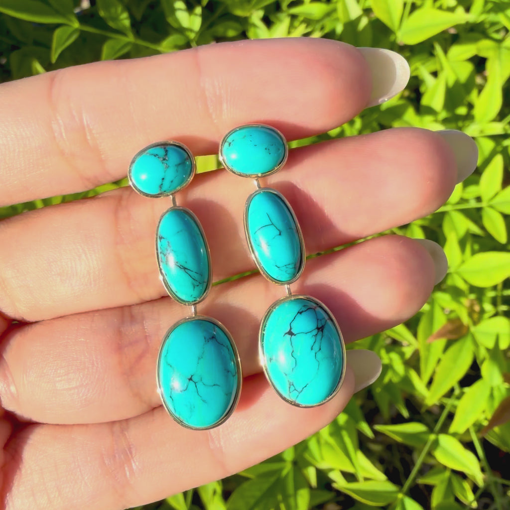 14k yellow gold The Garland 11.42 ctw Natural Turquoise Drop Earrings (One-of-a-Kind)