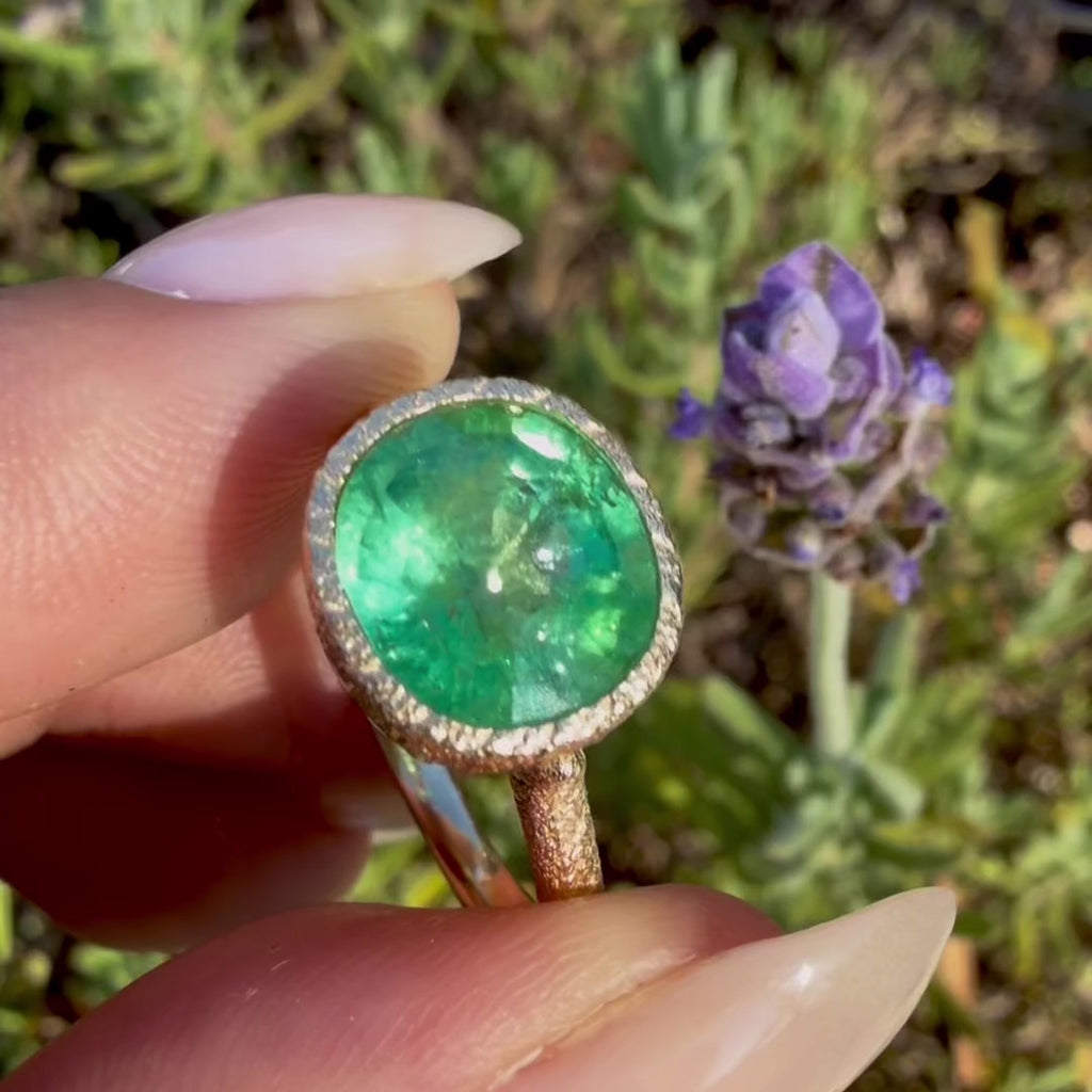 14k yellow gold Aria Arch 2.95ct Natural Green Tourmaliine Ring (One-of-a-Kind) in size 7
