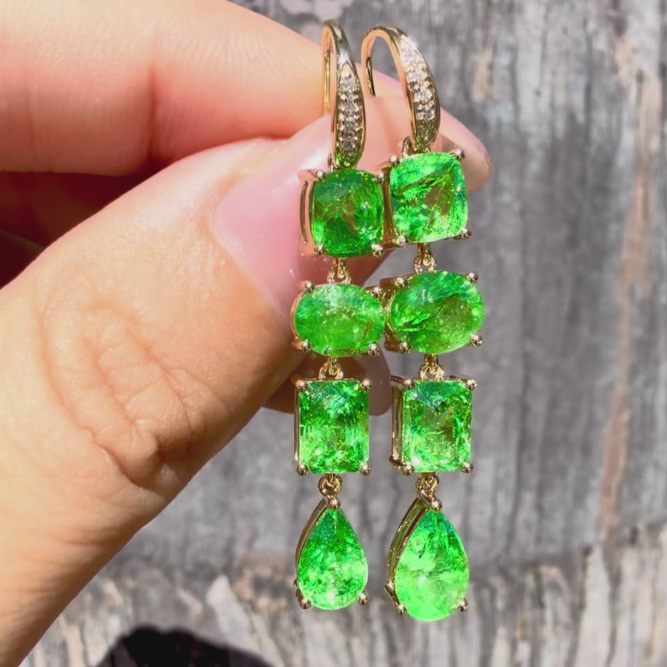 Kai Fine Jewelry Garden Melody Natural Tsavorite & Diamond Drop Earrings (One-of-a-Kind)