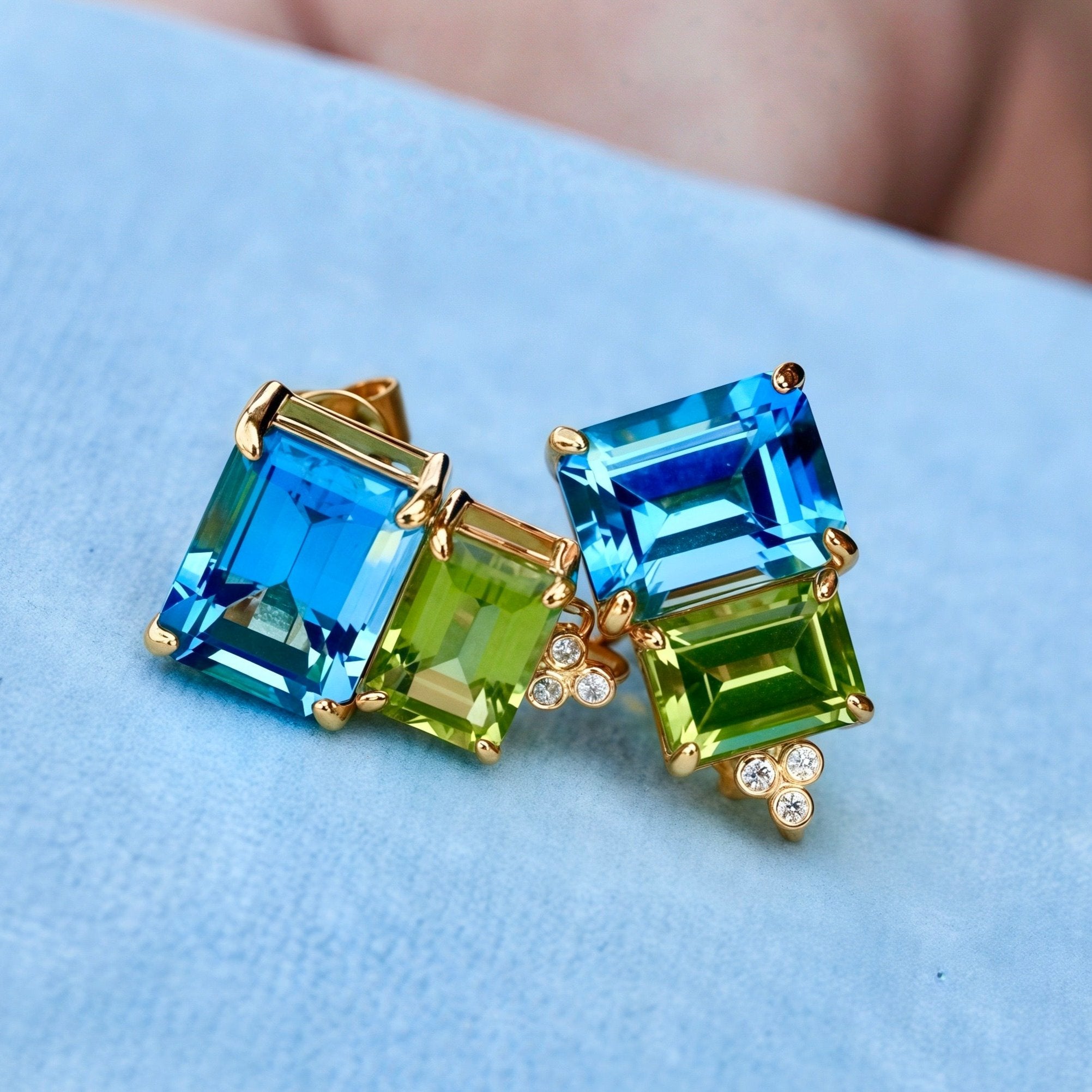 Fortune Topaz Peridot Diamond Pearl Convertible Drop Earrings