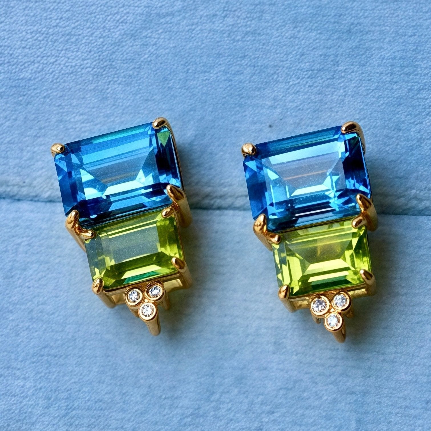 Fortune Topaz Peridot Diamond Pearl Convertible Drop Earrings