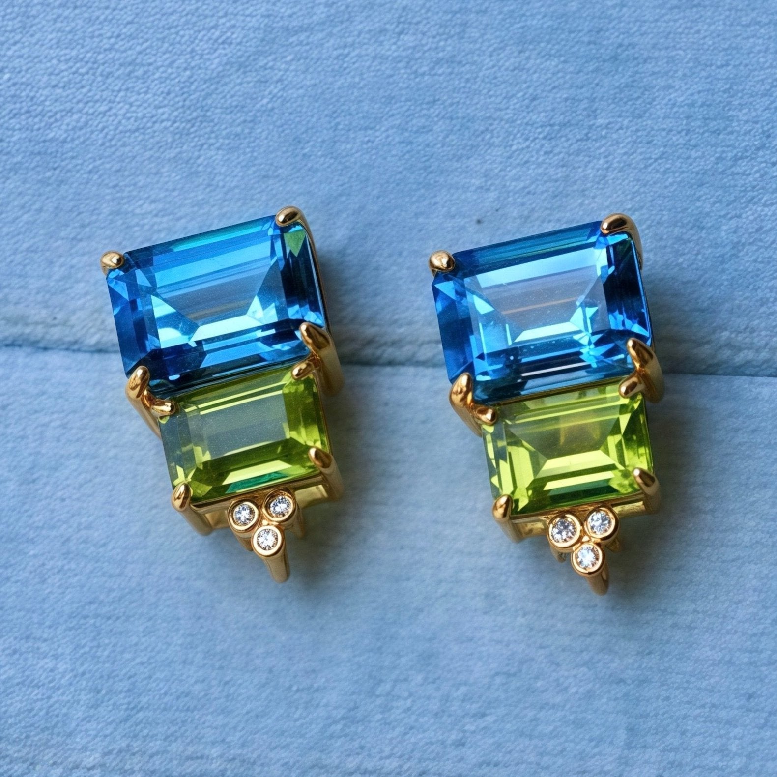 Fortune Topaz Peridot Diamond Earrings