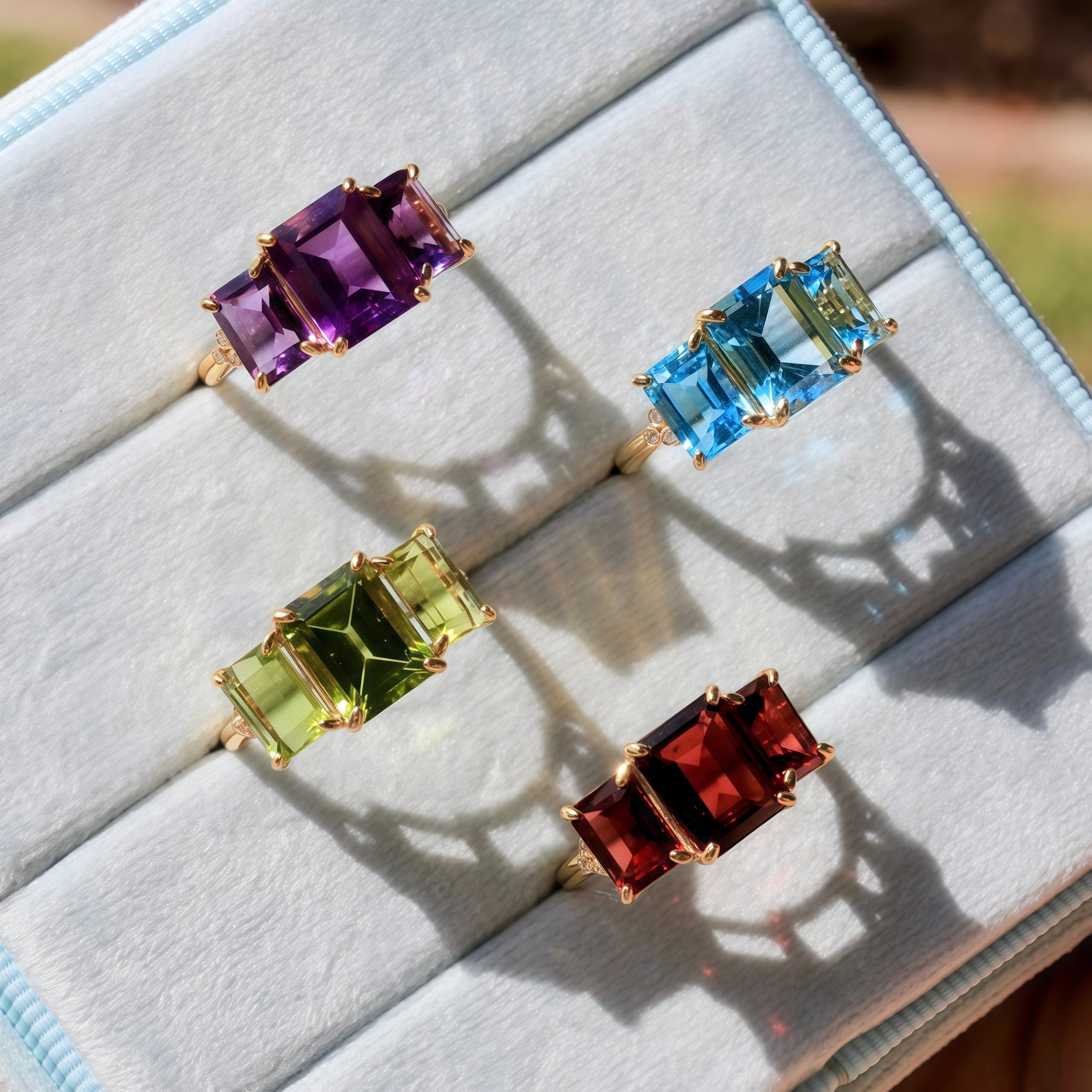 Fortune Peridot Diamond Three-Stone Ring