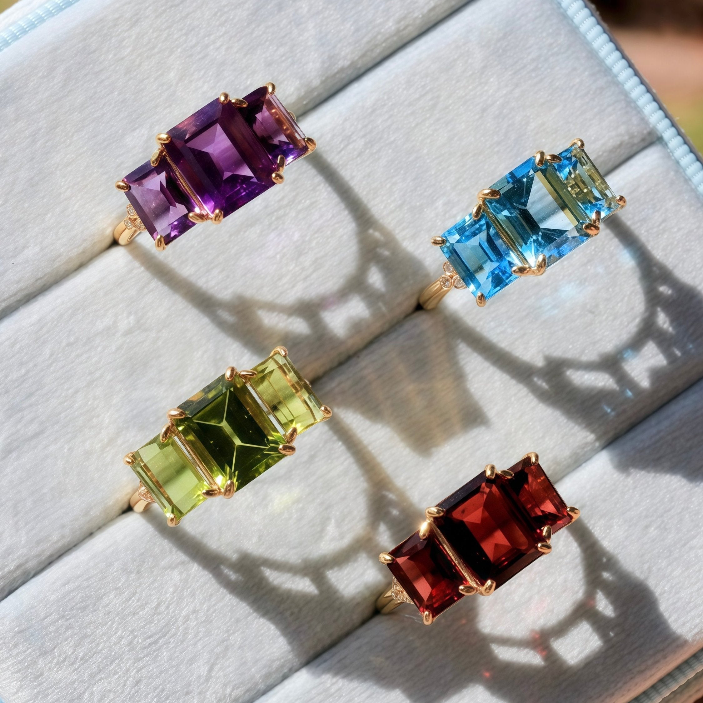 Fortune Amethyst Diamond Three-Stone Ring