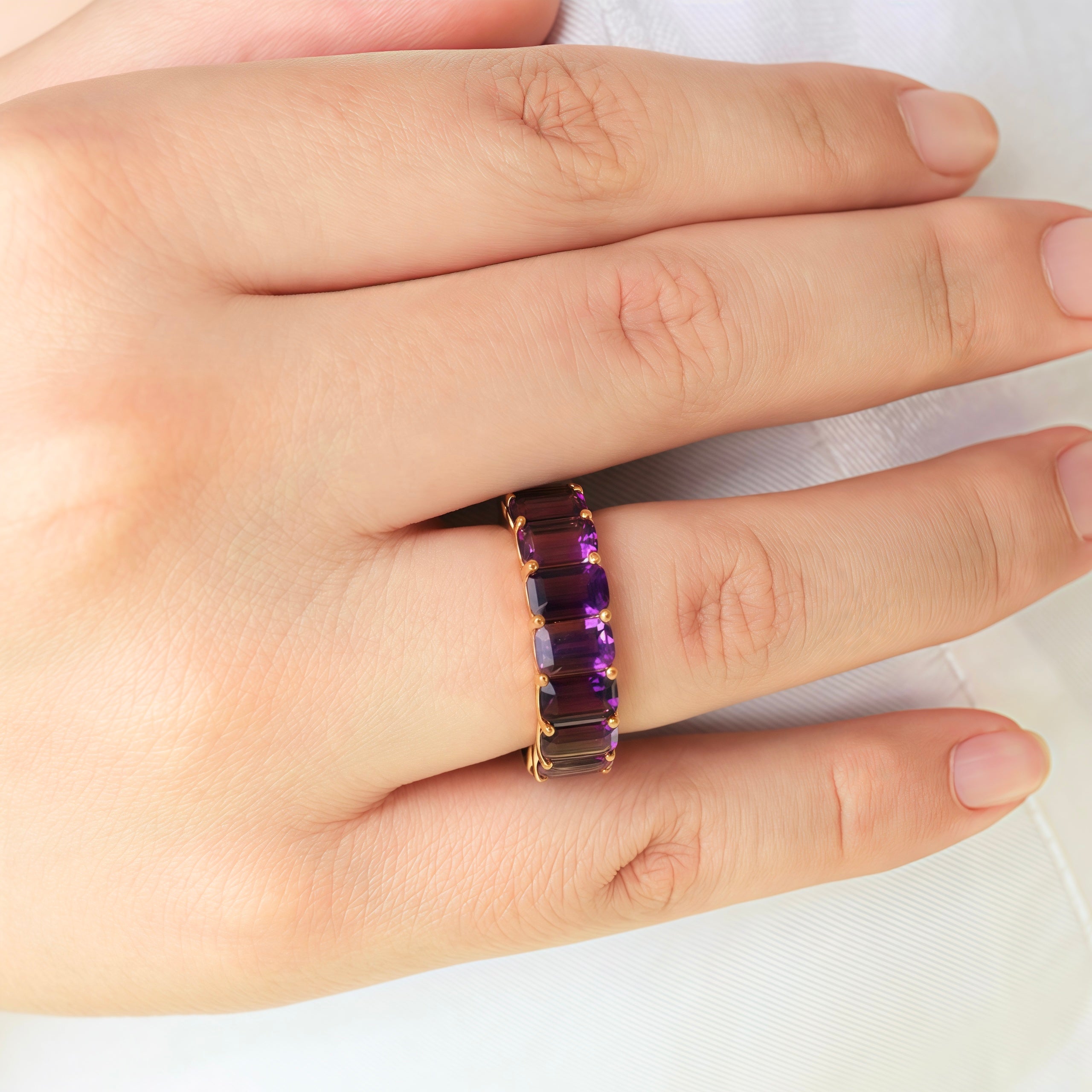 Nora Emerald-Cut Amethyst Eternity Ring