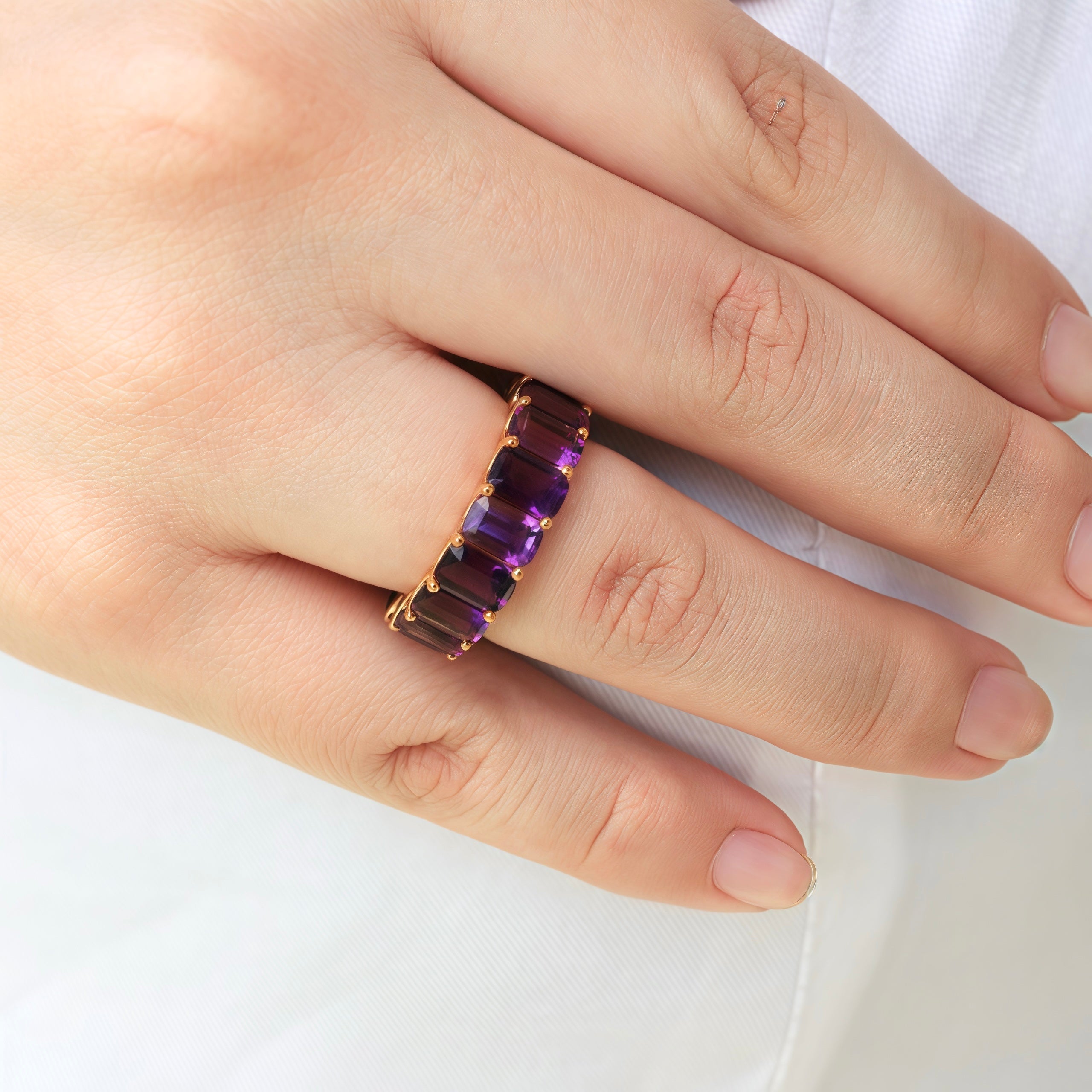 Nora Emerald-Cut Amethyst Eternity Ring