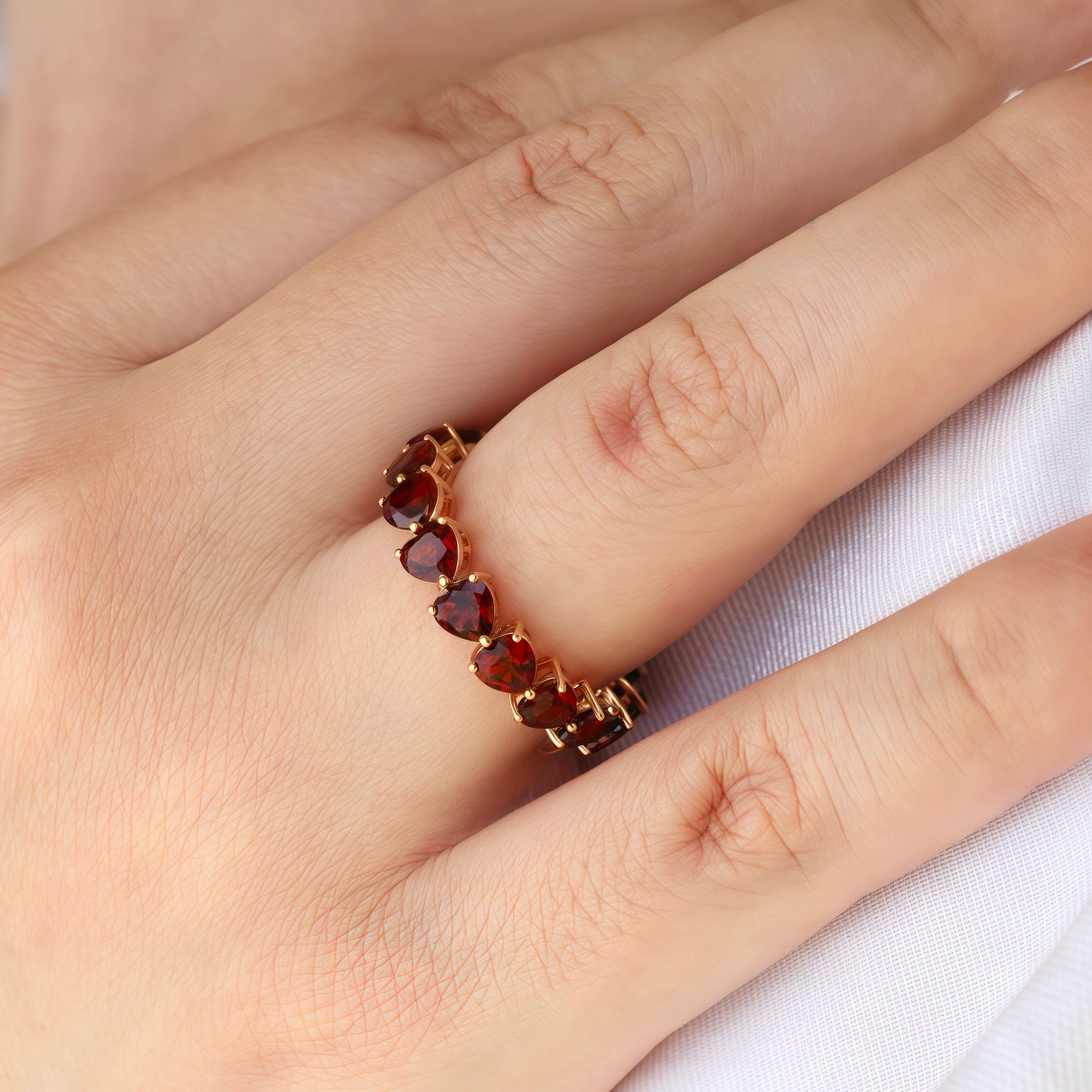 Nora Heart Garnet Eternity Ring