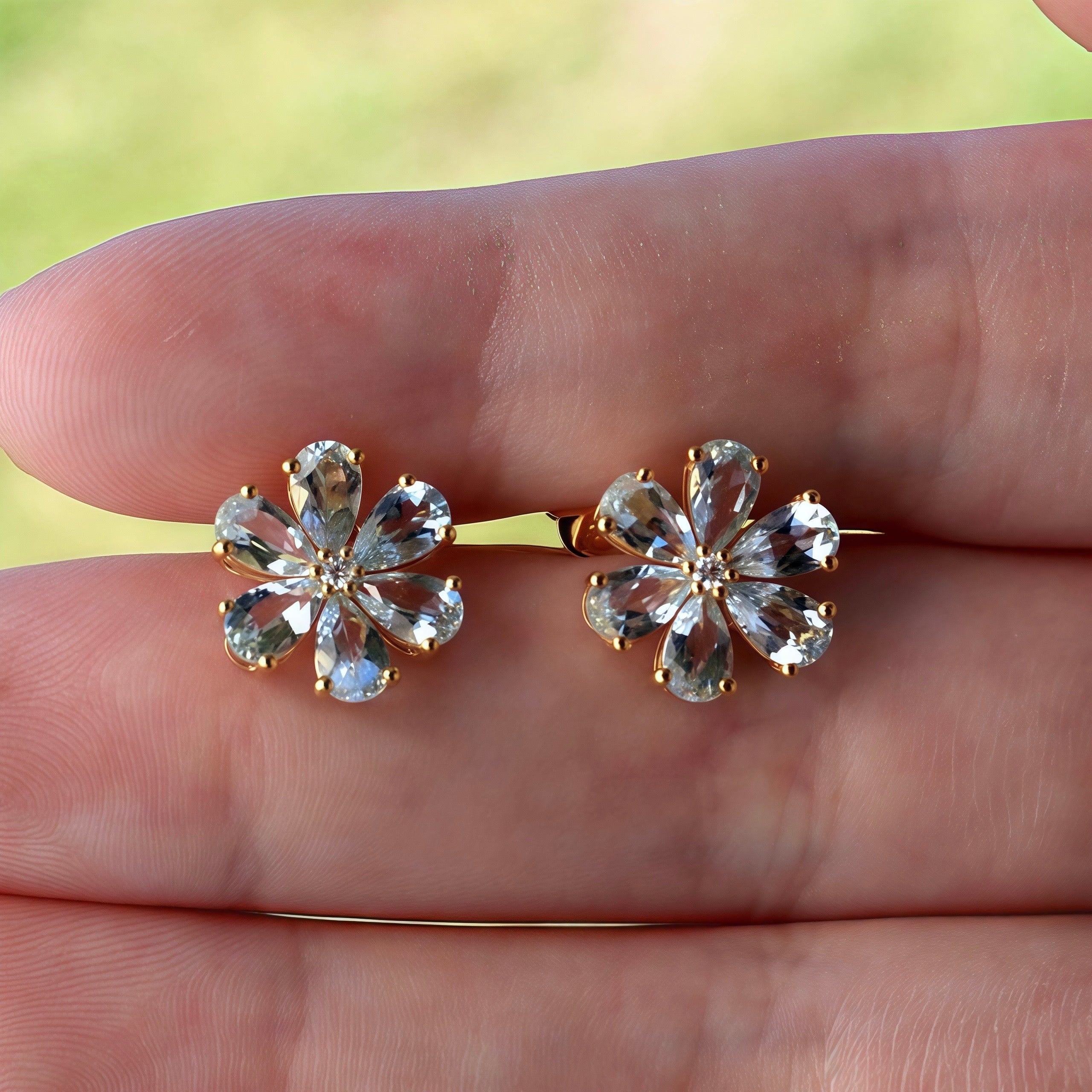 flora blossom aquamarine ear stud