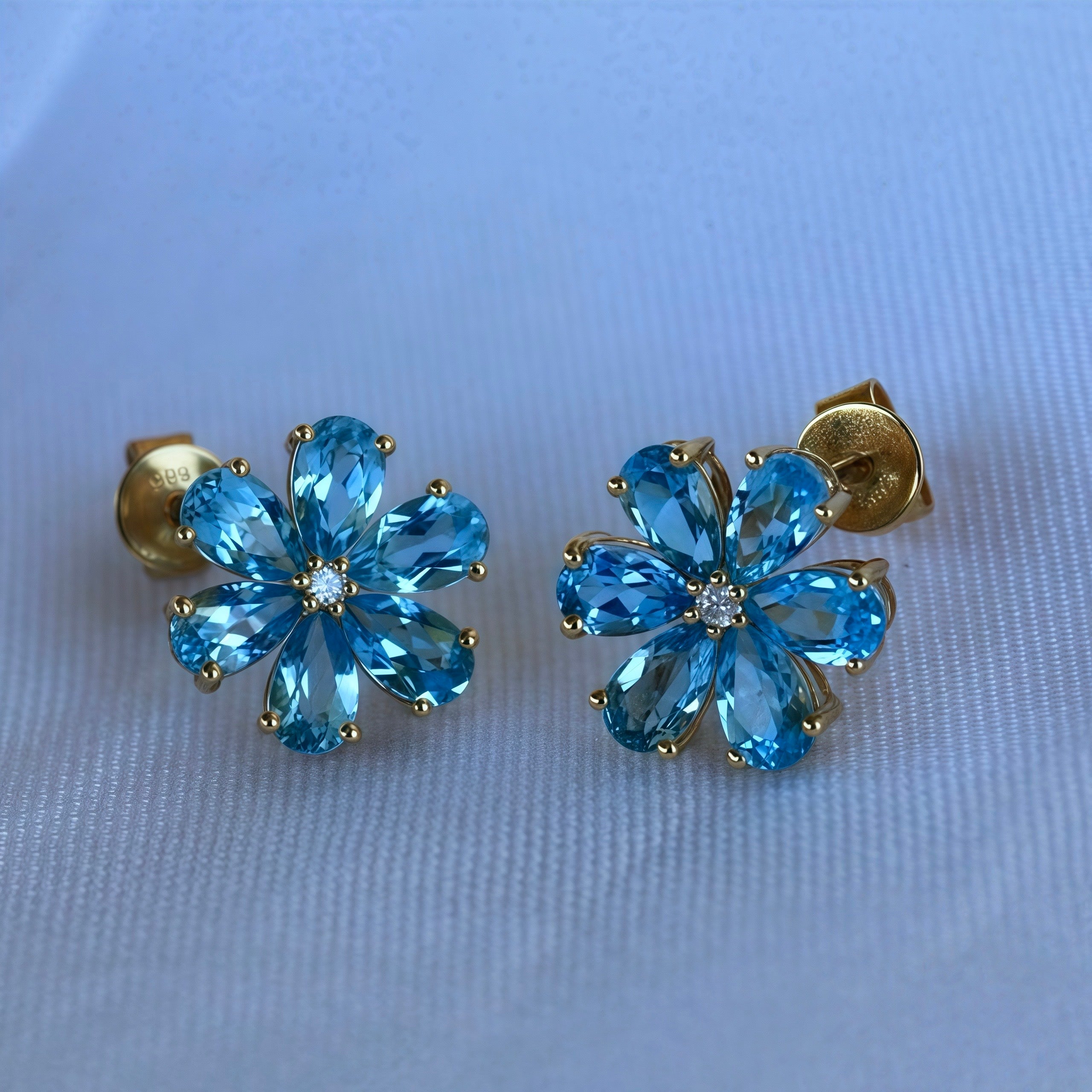 Flora Blossom Topaz Diamond Earrings