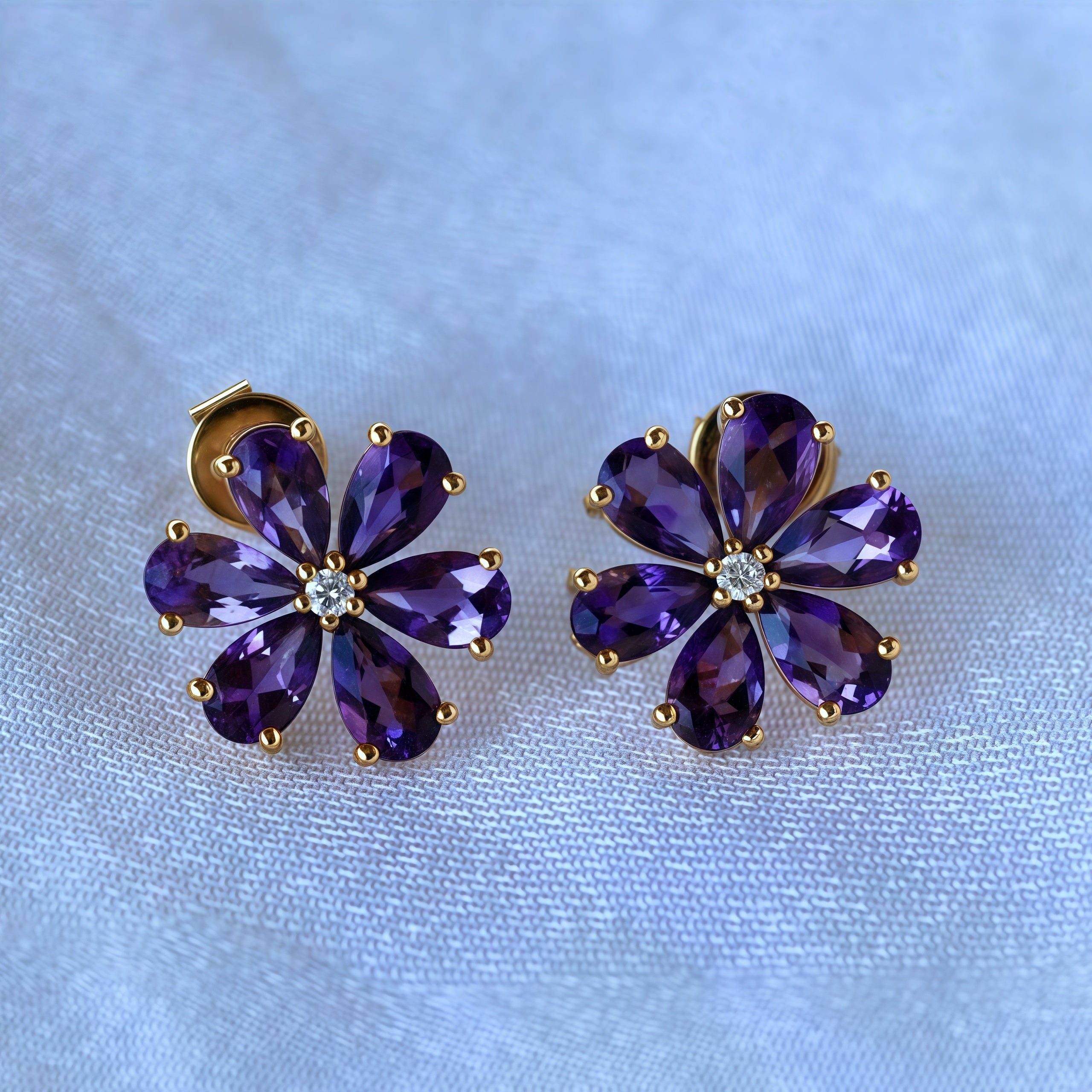 Flora Blossom Amethyst Diamond Earrings