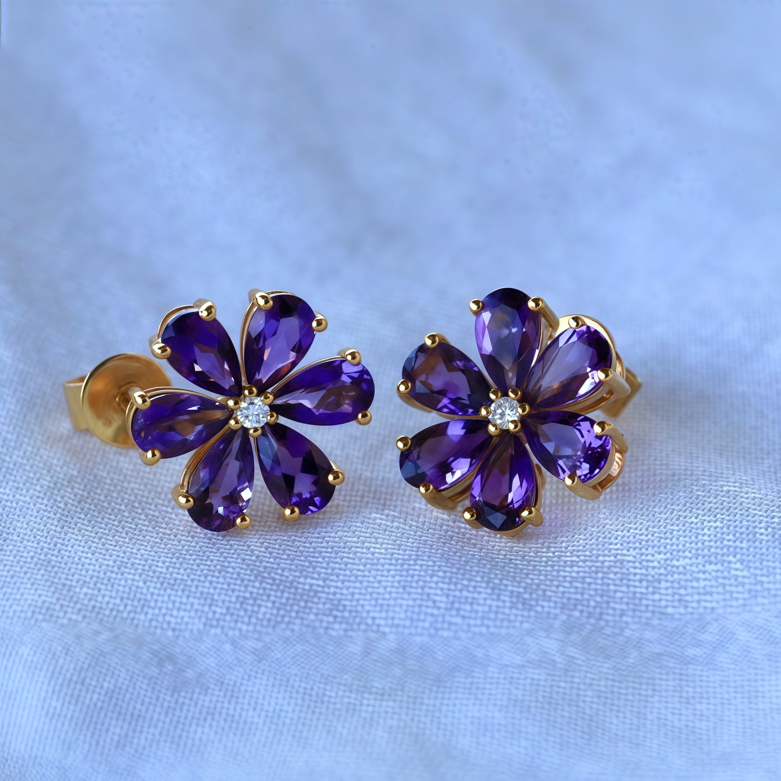 Flora Blossom Amethyst Diamond Earrings