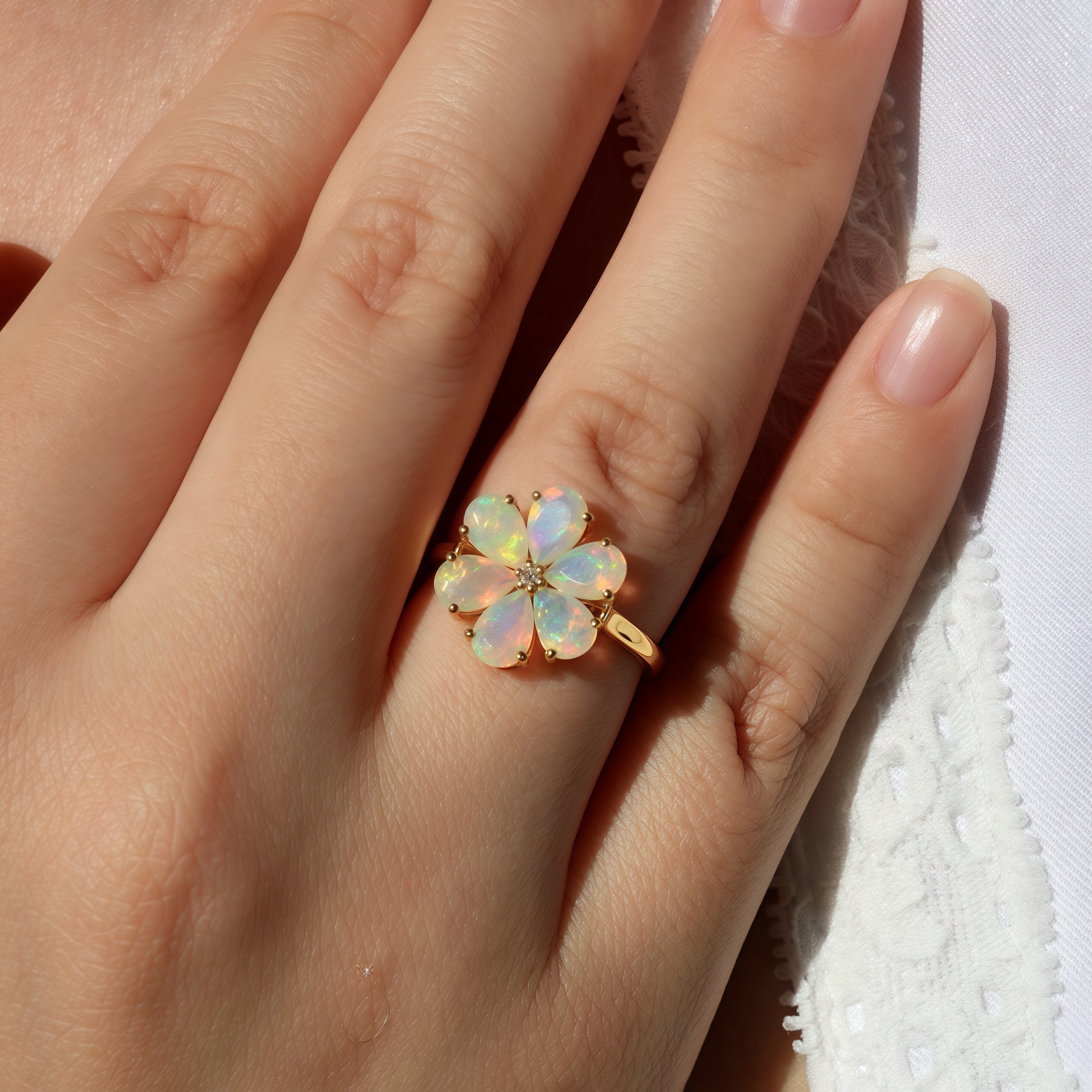 Flora Blossom Opal Diamond Ring