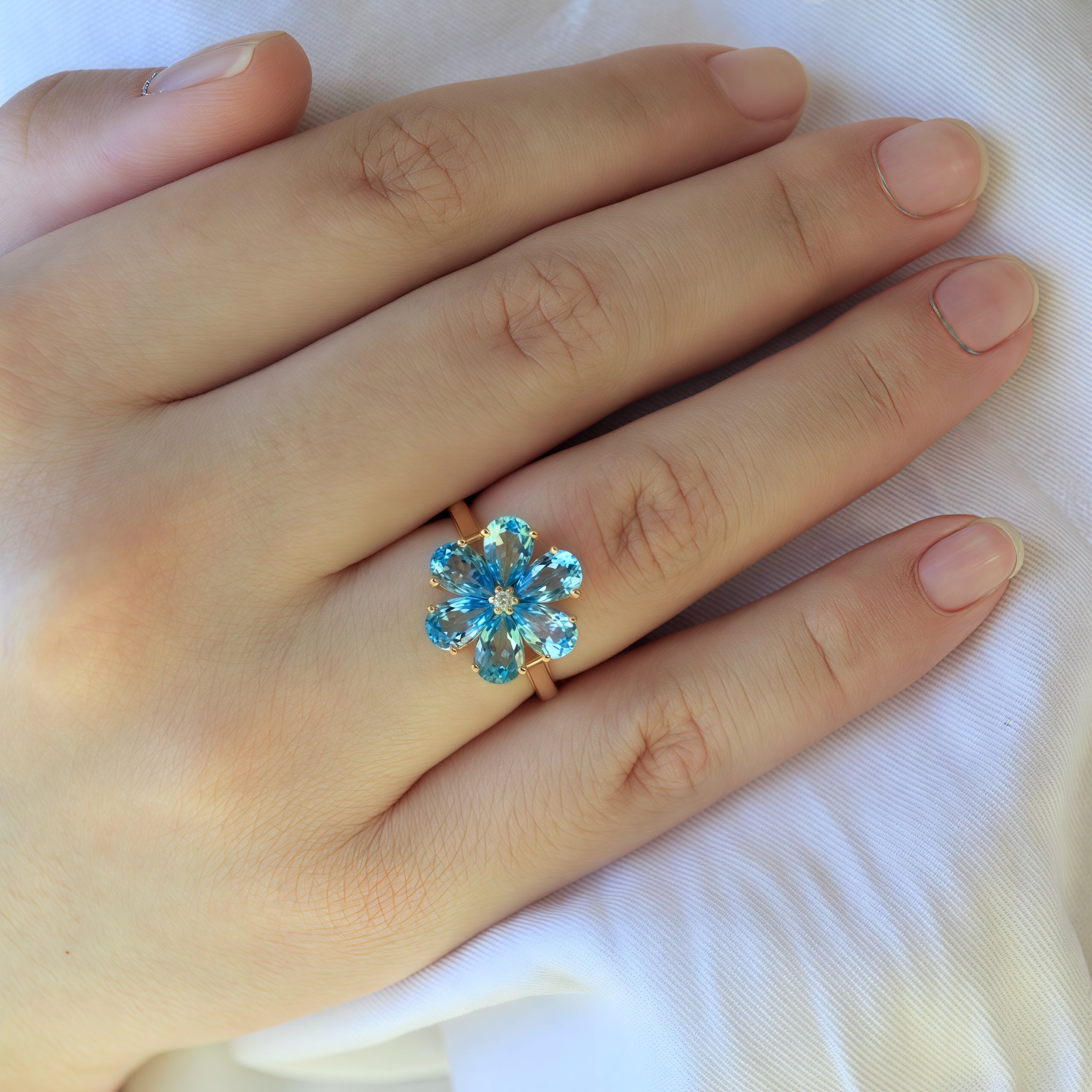 Flora Blossom Topaz Diamond Ring