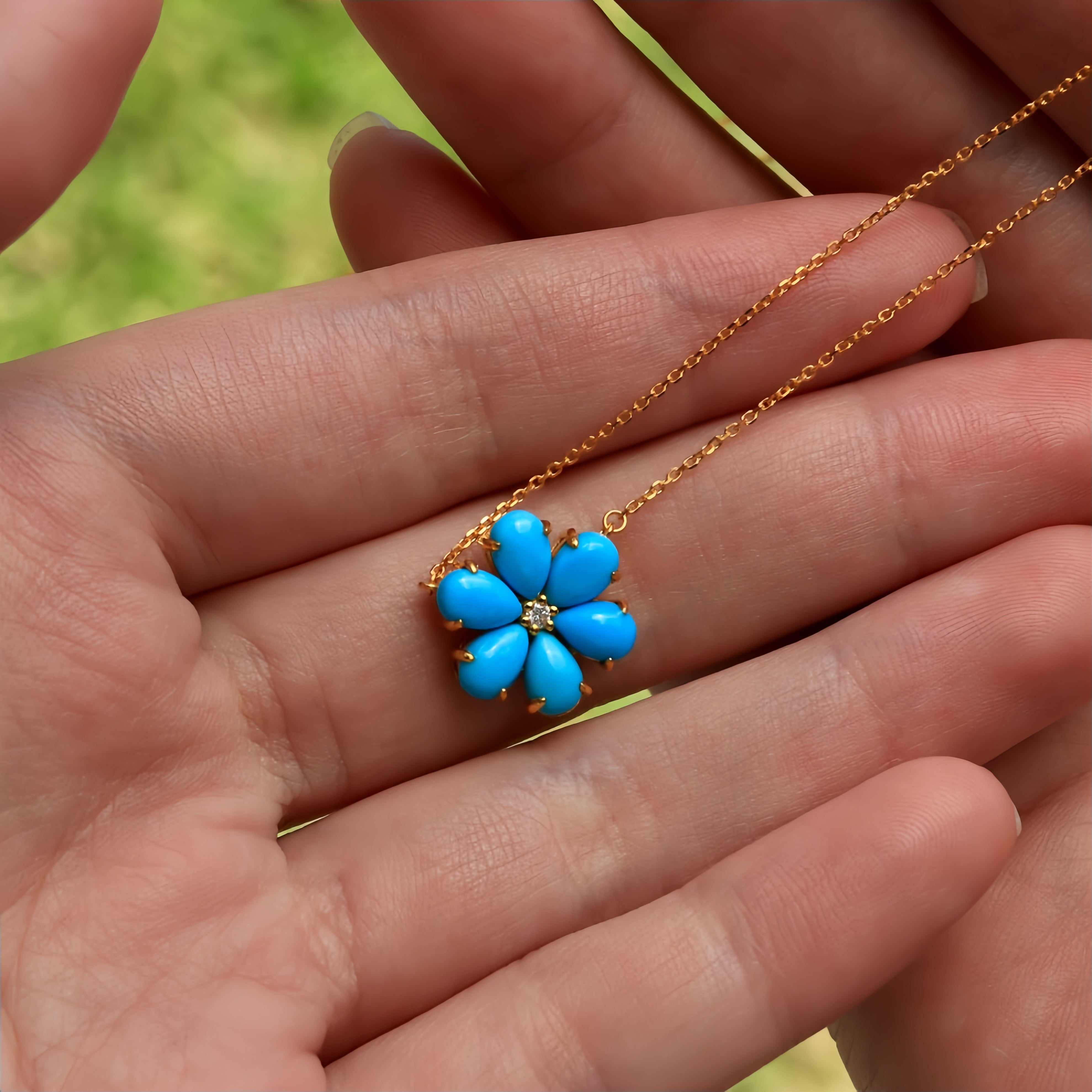 Flora Blossom Turquoise Diamond Pearl Convertible Necklace