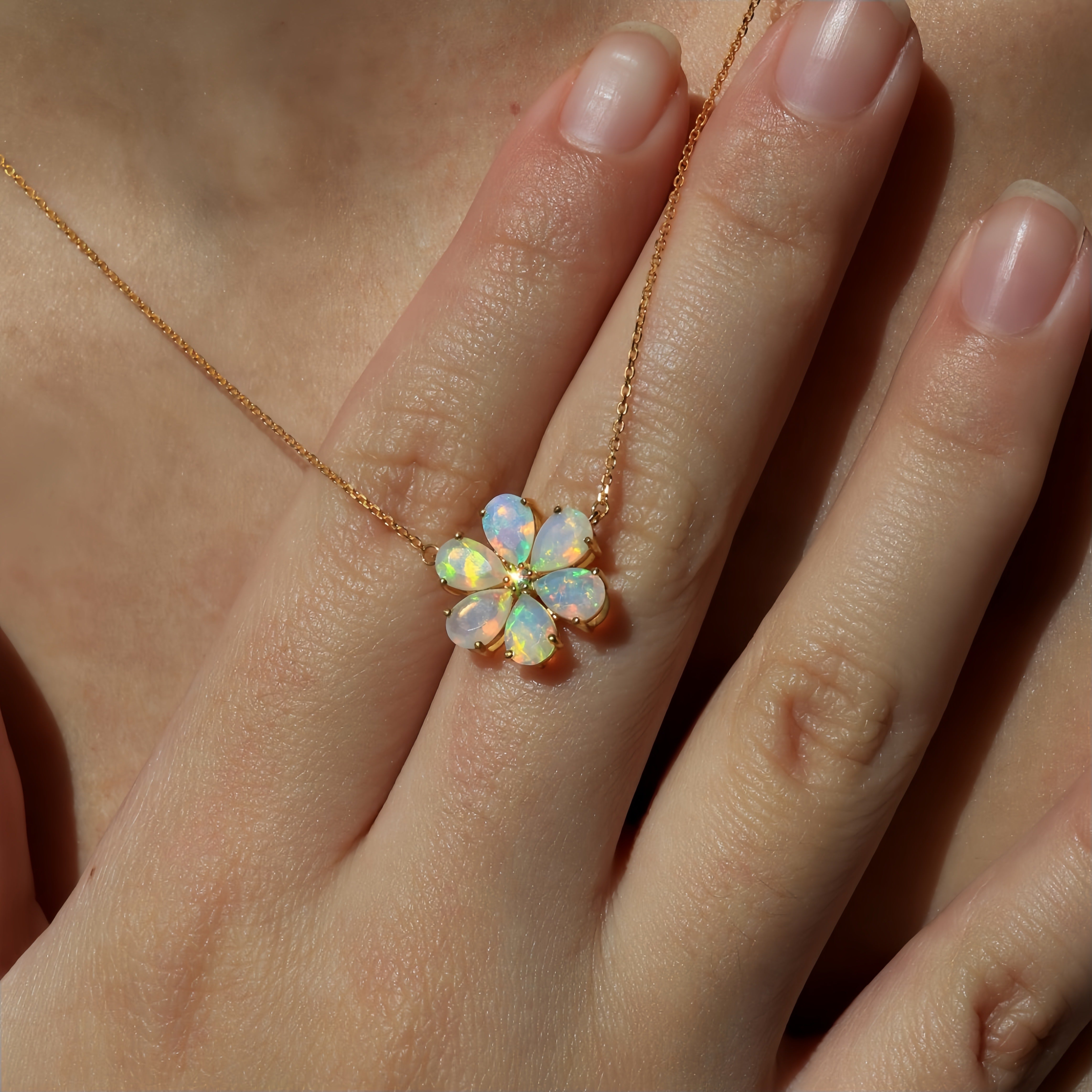 Flora Blossom Opal Diamond Necklace