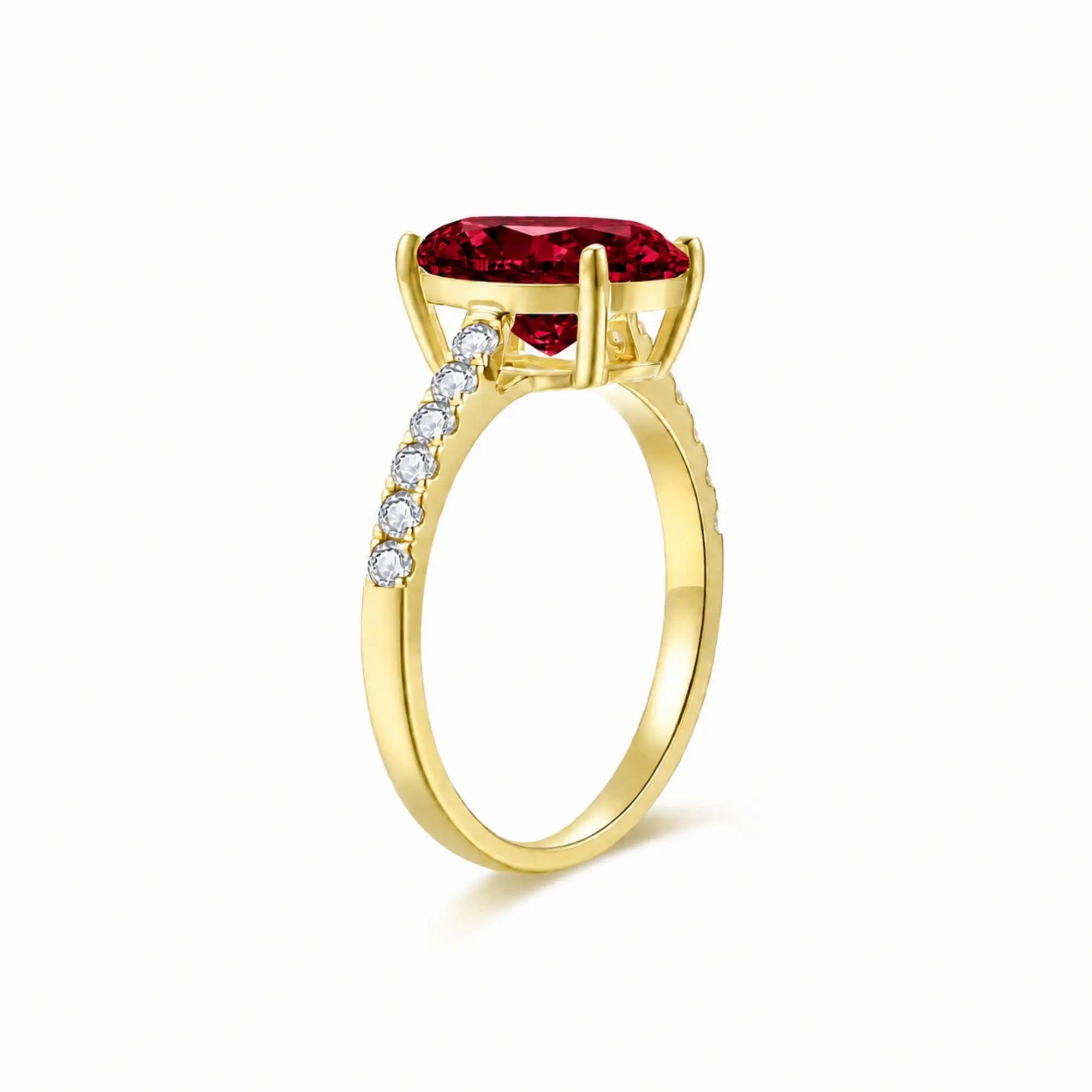 Radiant Oval 3.74ctw Lab Grown Ruby Diamond Ring in 14k yellow gold