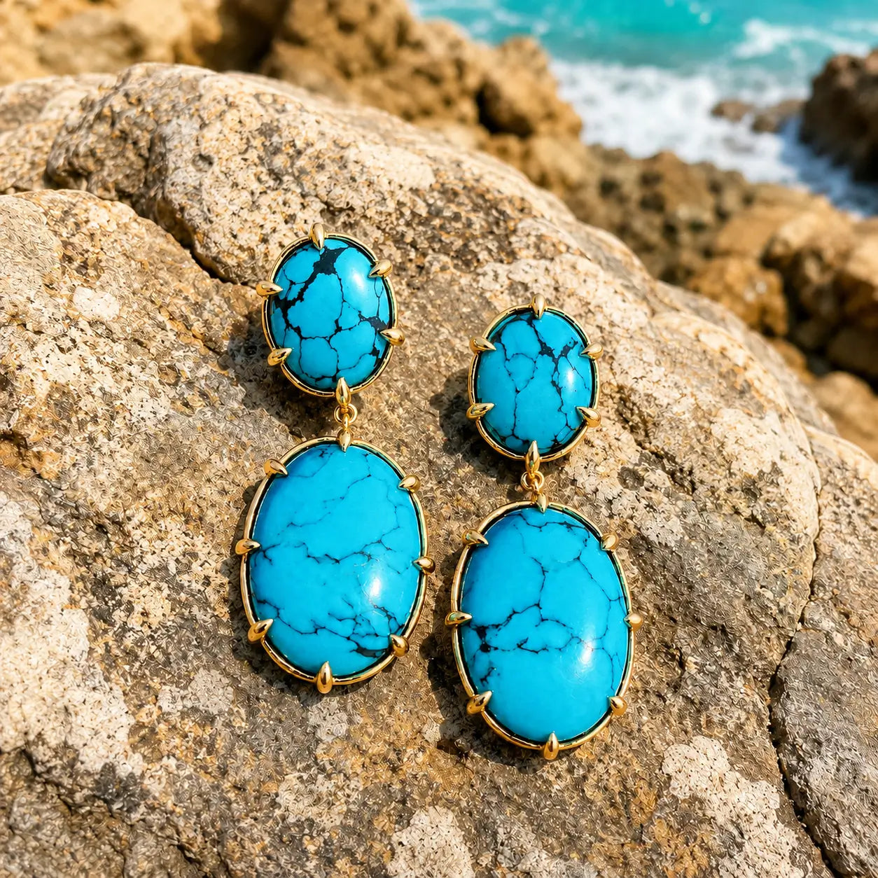 Aurea 9.50 ctw Natural Turquoise Drop Earrings (One-of-a-Kind)