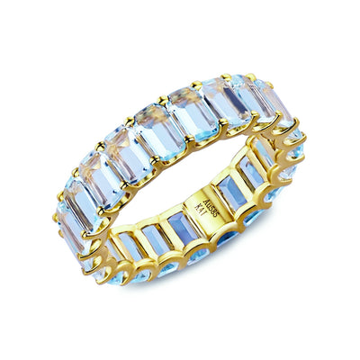 Nora 5 ctw Emerald-Cut Aquamarine Eternity Ring